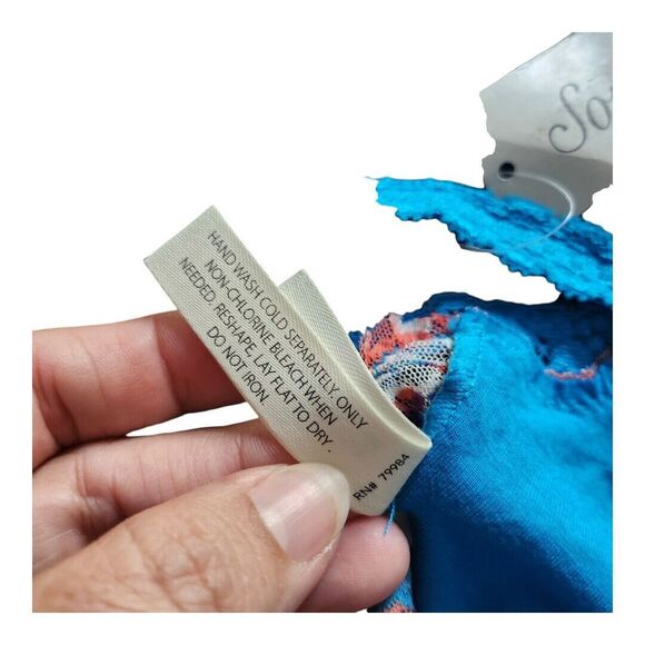 NWT Soma Bralette Medium Women Blue Lace Floral Ruched Square Neck‎ Adjustable - Picture 6 of 8